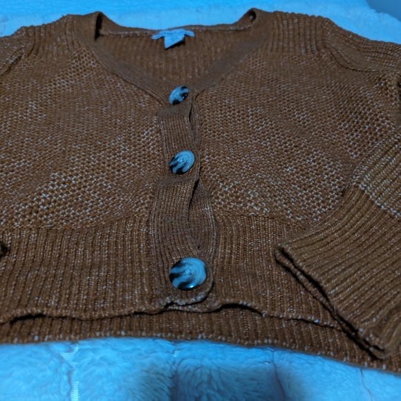 SINCERELY JULES Soft & Comfy cropped Cardian Sweater // Orangey brown - Picture 2 of 5